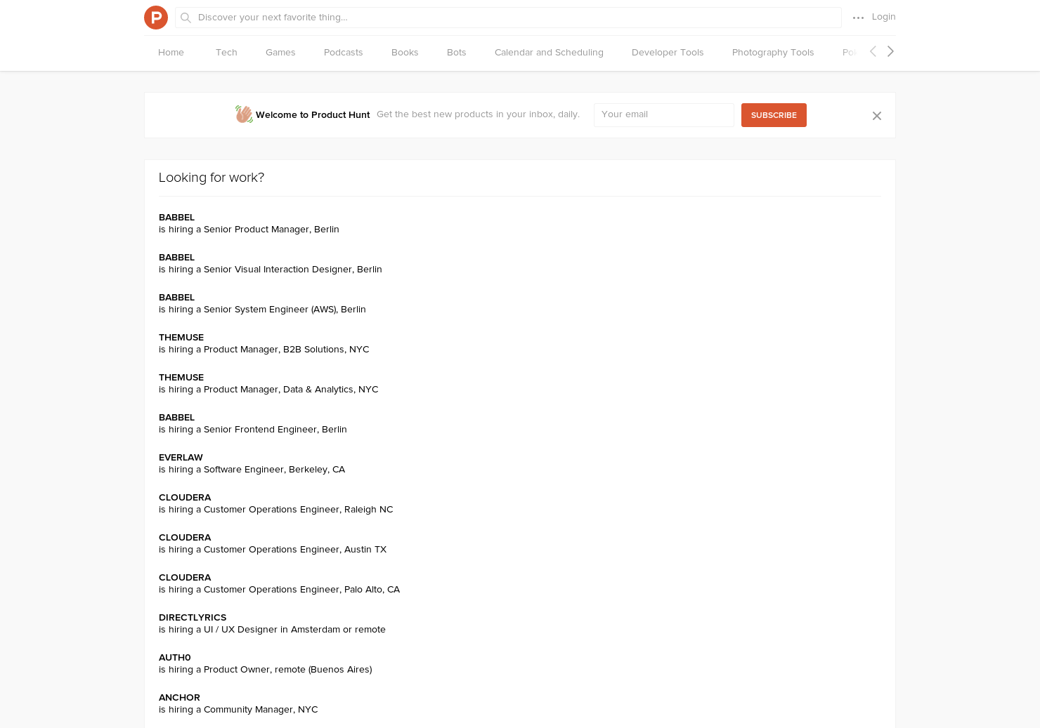Product Hunt /jobs